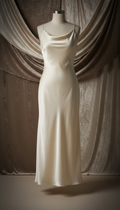 Robe colonne en soie coloris Crème de lune