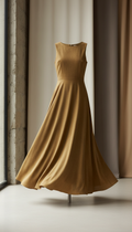 Robe midi en crêpe vieil or