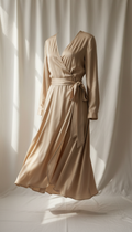 Champagne beige silk wrap dress